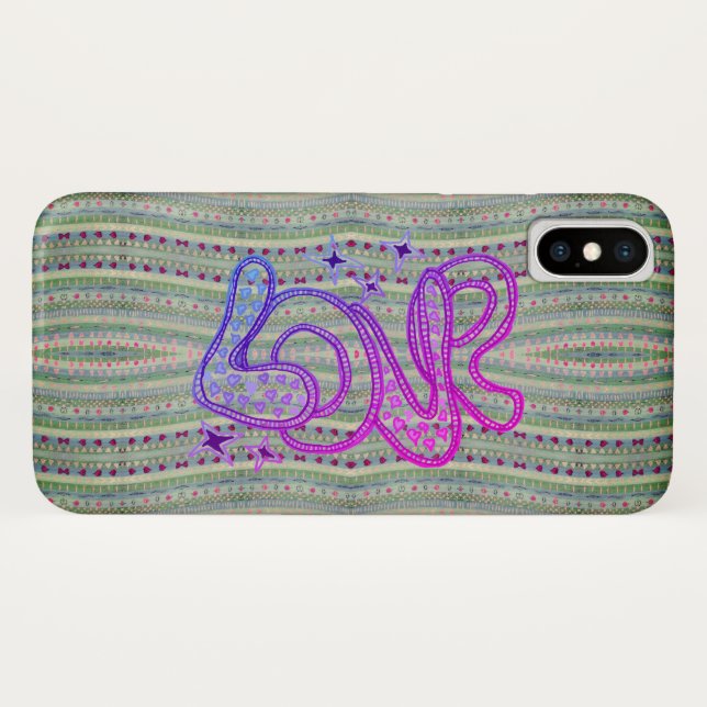 Capa Para iPhone, Case-Mate Folk Psychedelic Pretty Hearts Love (Verso (Horizontal))
