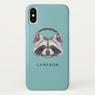 Capa Para iPhone Da Case-Mate Fones de ouvido Raccoon   Adicione seu nome