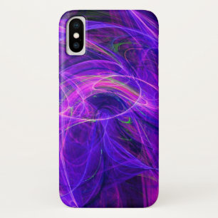 Capa Para iPhone X FOTÃO LOUCO Ondas Fractais Azuis Roxas