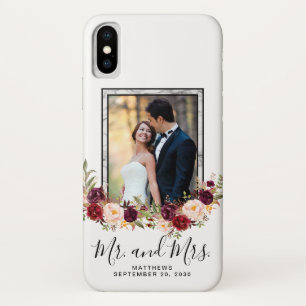 Capa Para iPhone Da Case-Mate Foto de Casamento Keepsasakburgundy Floral Marble
