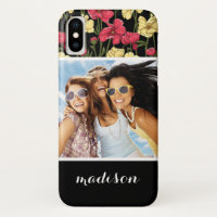 Foto personalizada e nome Padrão floral elegante 2