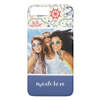 Capa Para iPhone Da Case-Mate Foto personalizada e nome vermelho e Marinho com â
