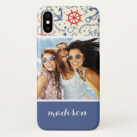 Foto personalizada e nome vermelho e Marinho com â