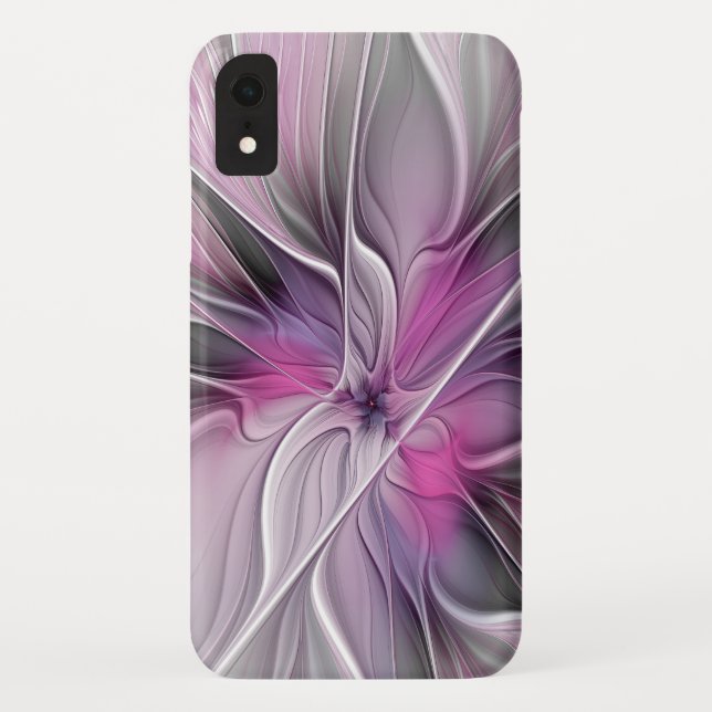 Capa Para iPhone, Case-Mate Fractal Fractal Moderna Abstrato com Cinza Rosa Fl (Verso)