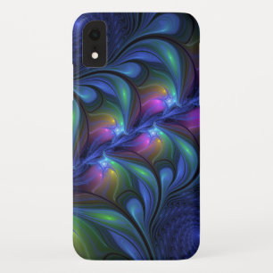 Capa Para iPhone Da Case-Mate Fractal verde cor-de-rosa Abstrato azul-colorido