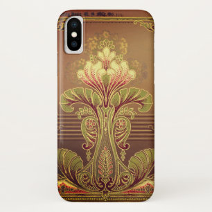 Capa Para iPhone Da Case-Mate Frisa floral vitoriana elegante arte nova marrom 