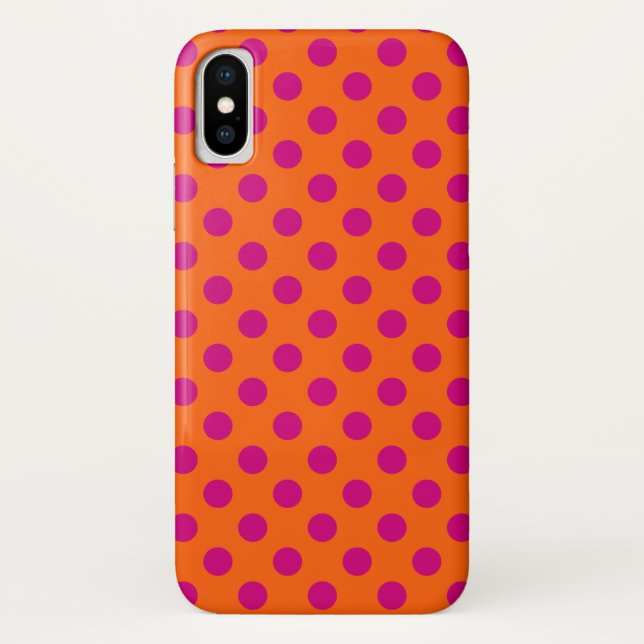 Capa Para iPhone, Case-Mate Fuchsia bolinhas em laranja (Verso)