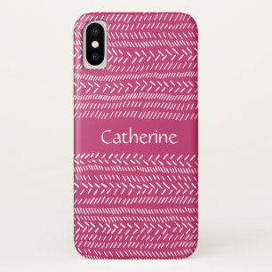 Capa Para iPhone Da Case-Mate Fuchsia Rosa Simples Listras Brancas Boho Adiciona