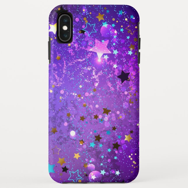 Capa Para iPhone, Case-Mate Fundo de folhas roxas com estrelas (Verso)