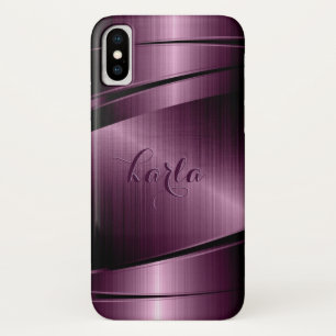 Capa Para iPhone X Fundo Geométrico Metálico Borgonha-Vermelha-Vermel