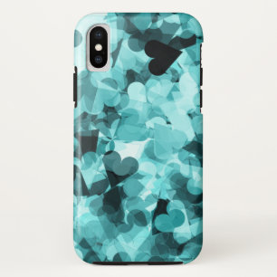 Capa Para iPhone X Fundo macio dos corações de Kawaii dos azuis beb