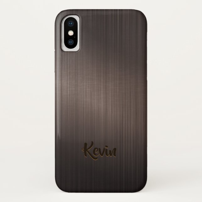 Capa Para iPhone, Case-Mate Fundo Metálico Castanho Escuro - Monograma (Verso)