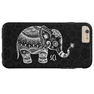 Capa Tough Para iPhone 6 Plus Fundo preto de elefante branco-cômodo
