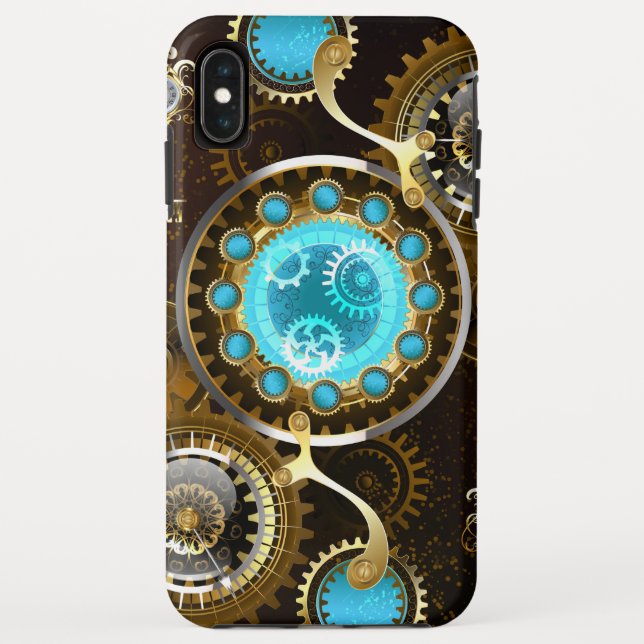 Capa Para iPhone, Case-Mate Fundo Rusty Steampunk com Lentes Turquesa (Verso)