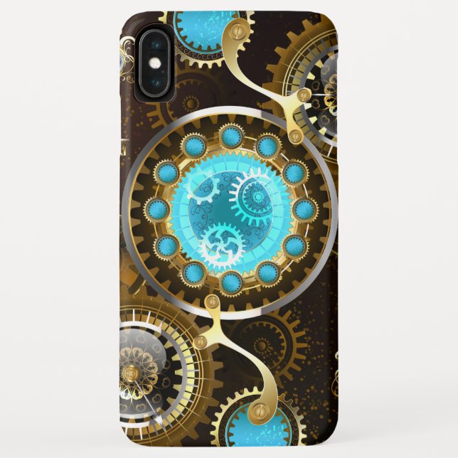 Capa Para iPhone, Case-Mate Fundo Rusty Steampunk com Lentes Turquesa (Verso)