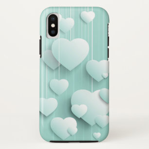 Capa Para iPhone Da Case-Mate Fundo verde claro com corações brancos 3D