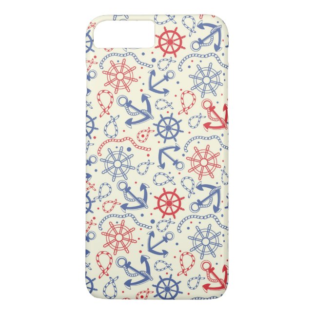 Capa Para iPhone, Case-Mate Fundo vermelho e marinho com âncora (Verso)