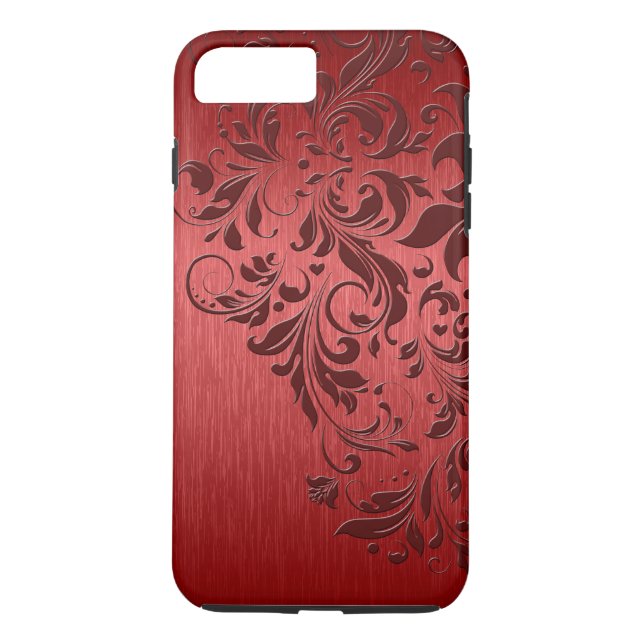 Capa Para iPhone, Case-Mate Fundo Vermelho Metálico Com Lace Vermelho Escuro (Verso)