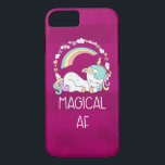Capa iPhone 8/ 7 Funny Unicorn dizendo magia AF<br><div class="desc">Uma capa de telefone com um design humorístico. Uma pipoca dormindo com rico e rabo. Deocrata com um trio de estrelas. Um arco-íris arcado por cima. Uma coroa circular composta por nuvens, corações e flores para um talho feminino adicional. A tipografia diz Magical AF. Humor e fofo. O fundo é...</div>
