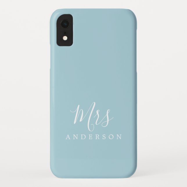 Capa Para iPhone, Case-Mate Futuro, Sra. Blue Glow Chic Script Bride Gift (Verso)