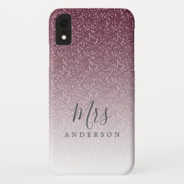 Capa Para iPhone Da Case-Mate Futuro, Sra. Burgundy Glitter Chic Script Bride