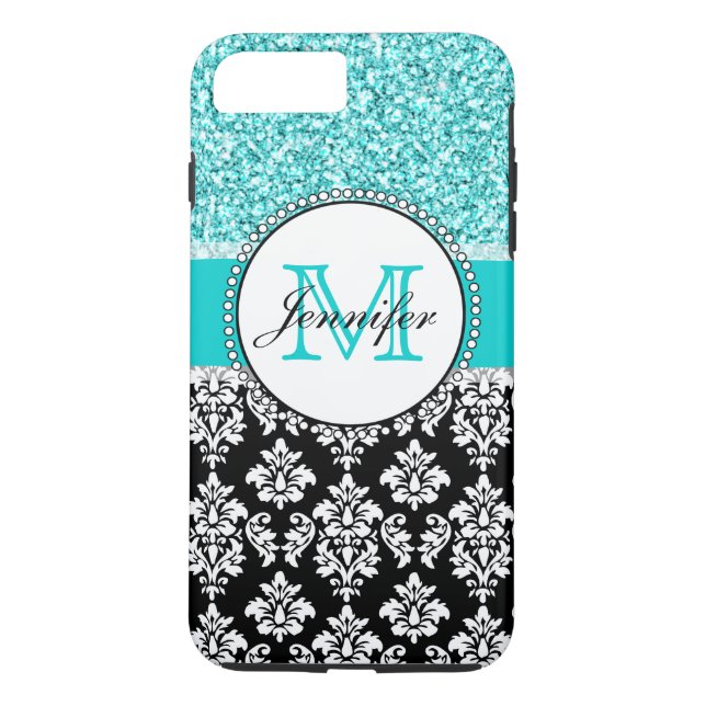 Capa Para iPhone, Case-Mate Garota, Teal, Negra Brilhante Personalizada (Verso)