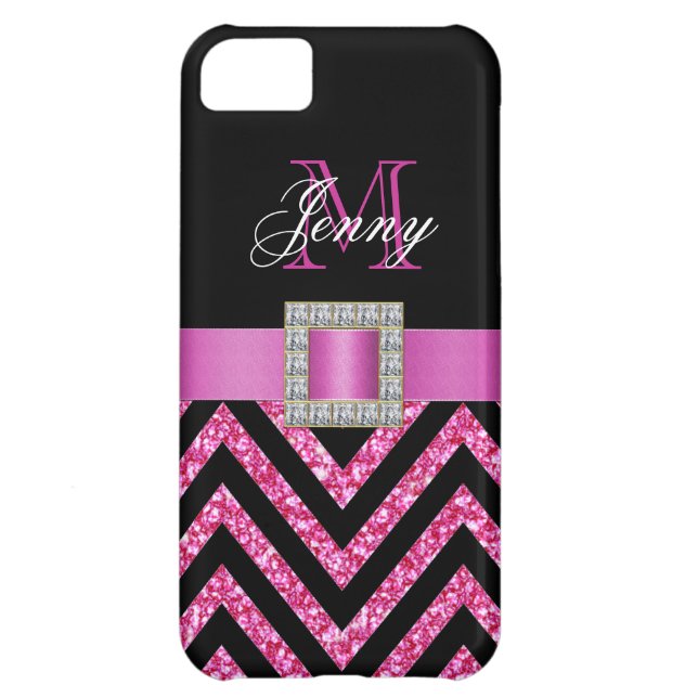 CAPA PARA iPhone, Case-Mate  GARRAFA DE CHEVRON GLITTER PRETO DE PINCO QUENTE (Traseira)