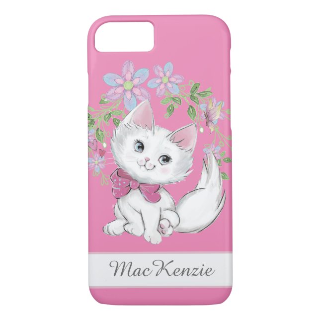 Capa Para iPhone, Case-Mate Gatinho e Flores Bonitos (Verso)