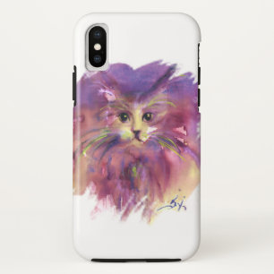 Capa Para iPhone Da Case-Mate GATINHO ROXO, RETRATO do CAT do GATINHO, branco