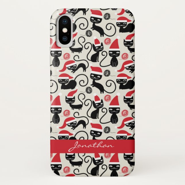 Capa Para iPhone, Case-Mate Gatinhos engraçados e bonitos Vestindo o Natal (Verso)