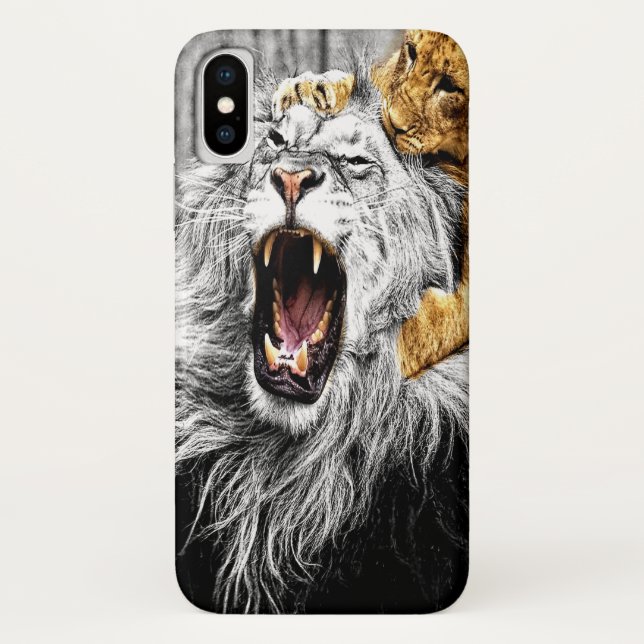 Capa Para iPhone, Case-Mate Gato bebê em cima da cabeça de leões grandes (Verso)