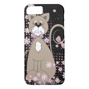 Capa iPhone 8/ 7 gato bonito com flores e gravata de arco