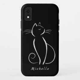 Capa Para iPhone Da Case-Mate Gato Branco Minimizado em Preto Nome Adicionar