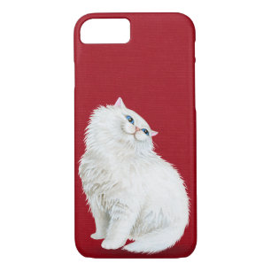 Capa iPhone 8/ 7 Gato branco persa em vermelho