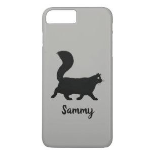 Capa iPhone 8 Plus/7 Plus Gato de Gatinho Preto Andando com Texto Personaliz