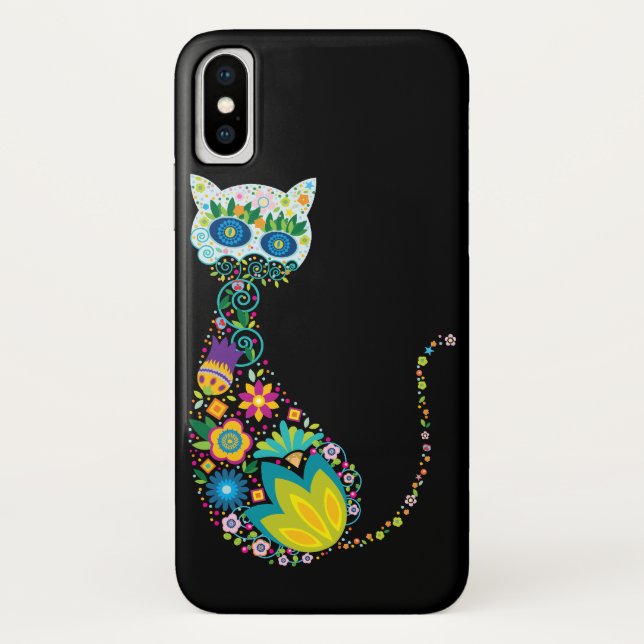Capa Para iPhone, Case-Mate Gato floral colorido (Verso)