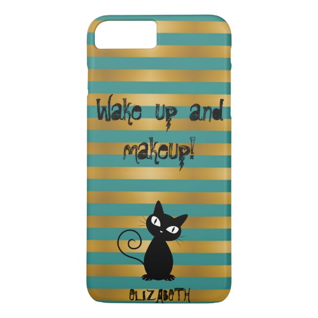 Capa Para iPhone, Case-Mate Gato Negro Whimsical, Acordar e maquiagem (Verso)