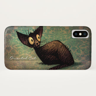 Capa Para iPhone Da Case-Mate Gato oriental preto de Shorthair do vintage