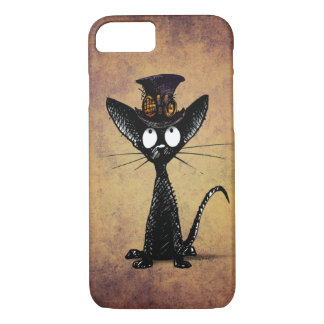 Capa iPhone 8/ 7 Gato oriental preto engraçado de Shorthair