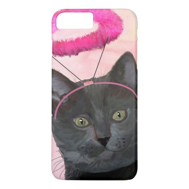 Capa Para iPhone, Case-Mate Gato Preto com Anjo Rosa Halo (Verso)