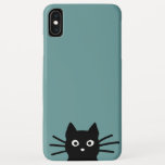 Capa Para iPhone XS Max Gato Preto Curioso de Peeking | Rosto de Gato Engr<br><div class="desc">Curiosa Capa de telefone Preta de Gato. Uma capas de iphone engraçada para amantes de gatos, disponível em várias cores. Esta capa de telefone de célula divertida pode ser personalizada com seu texto. Visite o Doodle World de Jenn para obter ainda mais acessórios de telefone felinos e presentes de gatinho...</div>