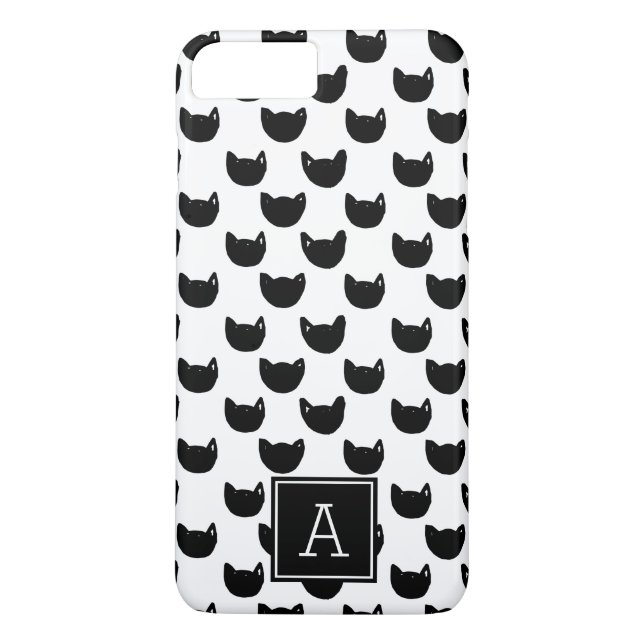 Capa Para iPhone, Case-Mate Gato preto do Doodle Girls Monograma Personalizado (Verso)