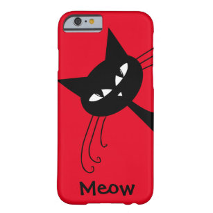 Capa Barely There Para iPhone 6 Gato preto engraçado subtil felino