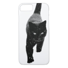 Capa iPhone 8/ 7 Gato preto na neve branca
