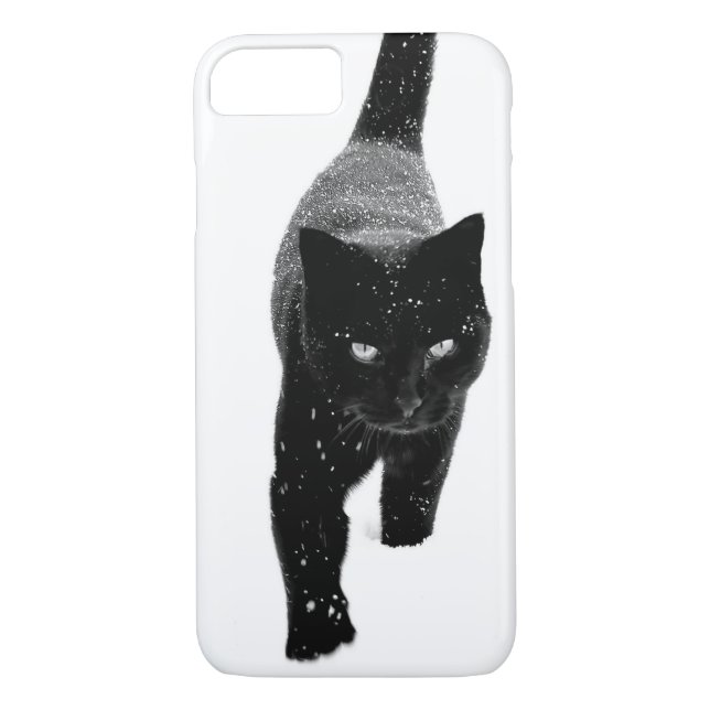 Capa Para iPhone, Case-Mate Gato preto na neve branca (Verso)