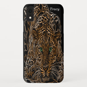 Capa Para iPhone Da Case-Mate Gato selvagem de chita no efeito da madeira da flo