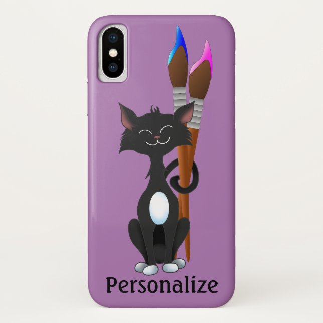 Capa Para iPhone, Case-Mate Gato Tuxedo Com Pincéis de Artista (Verso)