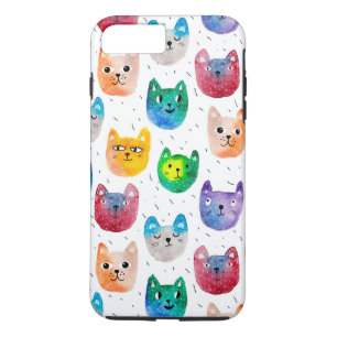Capa iPhone 8 Plus/7 Plus Gatos com aquarelas e amigos