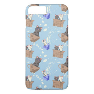 Capa iPhone 8 Plus/7 Plus Gatos na caixa e leite cai em azul