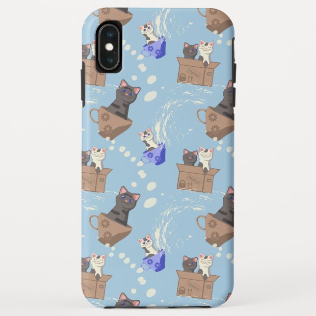 Capa Para iPhone, Case-Mate Gatos na caixa e leite cai em azul (Verso)